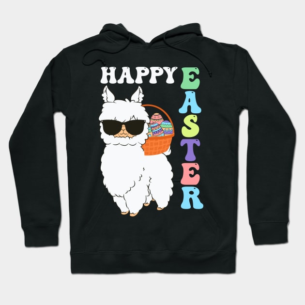 Happy Easter Animal Llama Kids Easter Hoodie by freakys